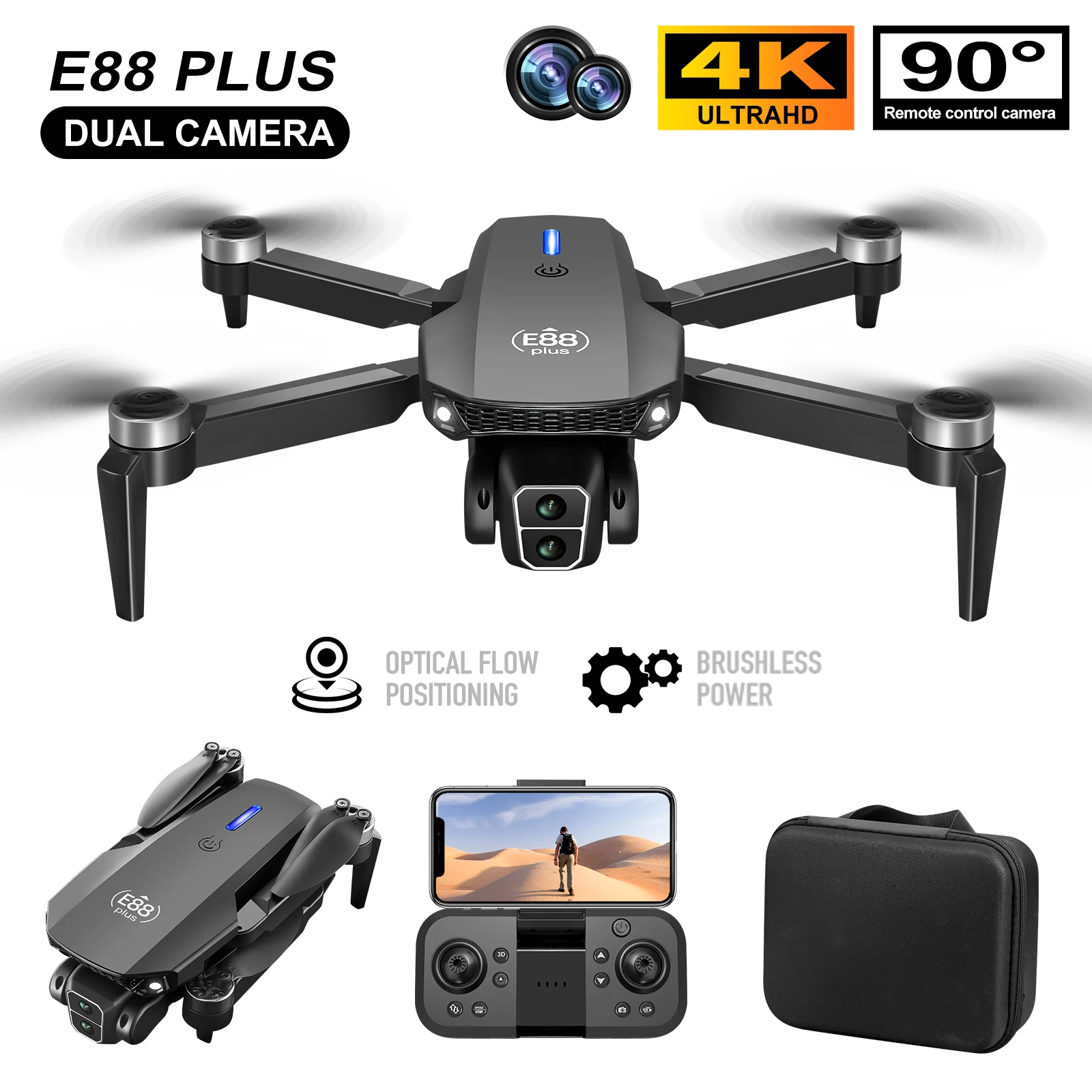 Nouveau drone quadrirotor E88  - Drone Aerial Photography avis et prix